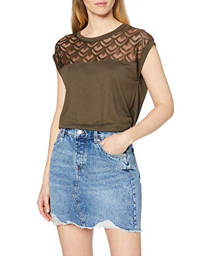 Only onlNICOLE S/S Mix Top Noos Camiseta, Verde (cocodrilo), XS para Mujer