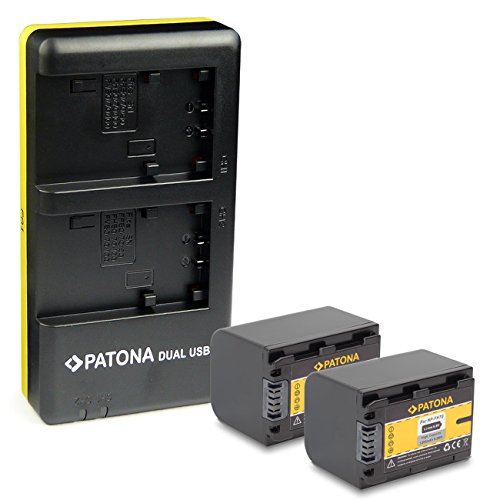 PATONA Cargador Doble + 2X Bateria NP-FH70 Compatible con Sony DCR-/ DVD-/ HC-/ HDR- Serien