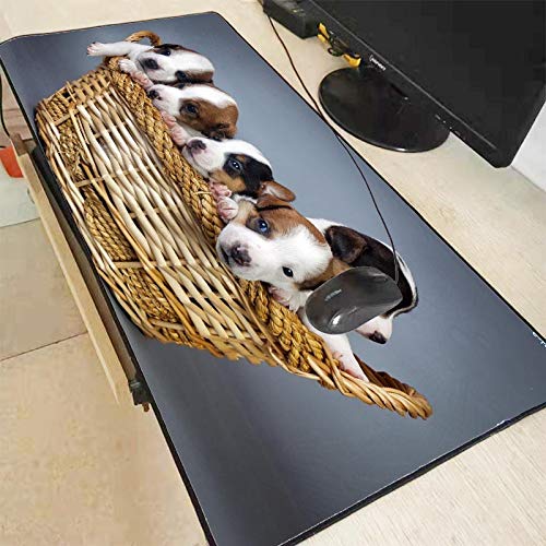 Perros Cachorros Impresión Alfombrilla de Ratón Gaming Alfombrilla de Ratón Antideslizante Bloqueo de Borde Pc Computadora Escritorio Alfombra Grande 350X600X2Mm