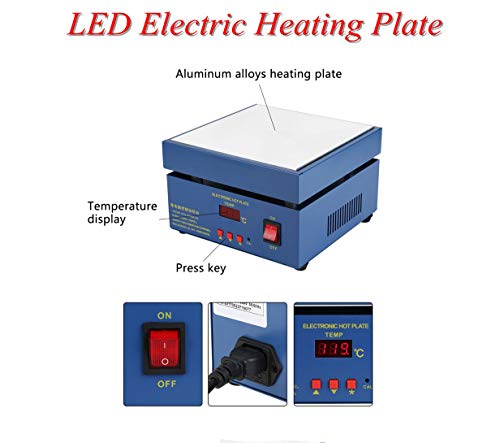 Placa calefactora de plataforma de calentamiento LED de 800 W con temperatura constante, calentadores de estación de precalentamiento eléctricos, placa calefactora con 2 modos de temperatura(EU)