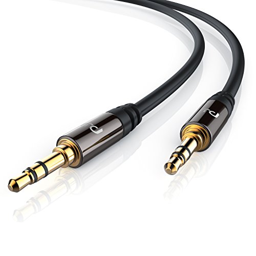 Primewire - 5m Cable Auxiliar de Audio 3.5mm Jack para entradas AUX - Conector metálico de precisión - 2X Jack de 3,5 mm Macho - Serie Premium HQ