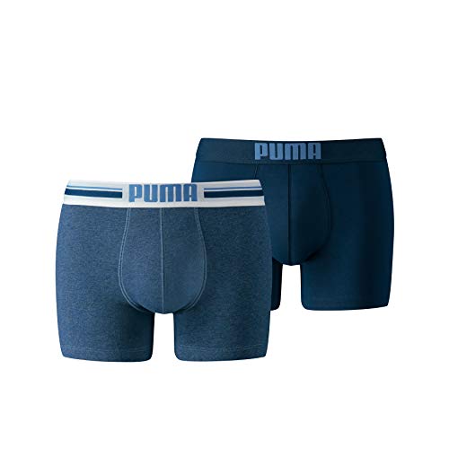 Puma Placed Logo Boxer 2p Bañador, Hombre, Azul (Denim 162), Medium (Talla del Fabricante: 020)