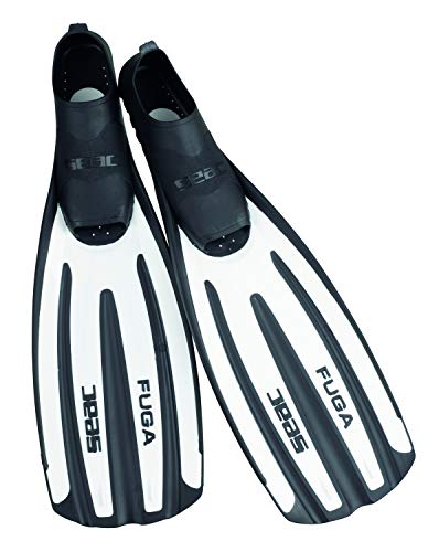 SEAC Fuga Aletas de Buceo y Snorkel Zapatilla Cerrada, Fabricado en Italia, Blanco, 38/39, Unisex Adulto