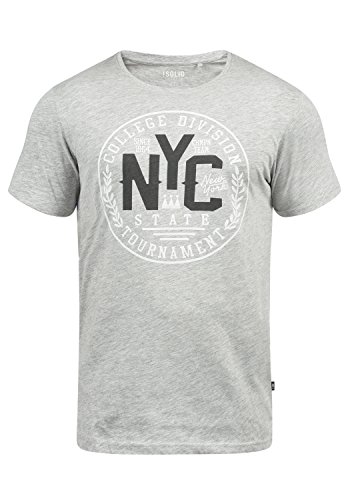 !Solid York Camiseta Básica De Manga Corta con Estampado para Hombre con con Cuello Redondo con Gráfico, tamaño:M, Color:Light Grey Melange (8242)