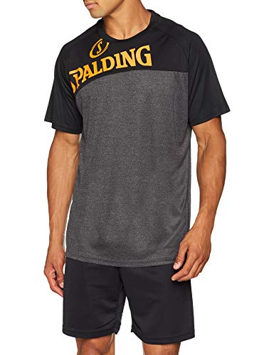 Spalding Street T-Shirt Camiseta Casual, Hombre, Antracita Mezcla/Negro, 3XL