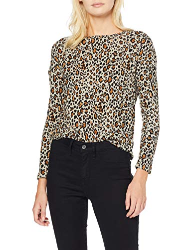 Springfield 5.0.Franq.Animal Print Camiseta, Beige (Beige 98), Small (Tamaño del Fabricante: S) para Mujer