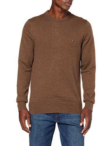 Tommy Hilfiger Pima Cotton Cashmere Crew Neck Suéter, Marrón (Walnut Heather Hh0), Large para Hombre