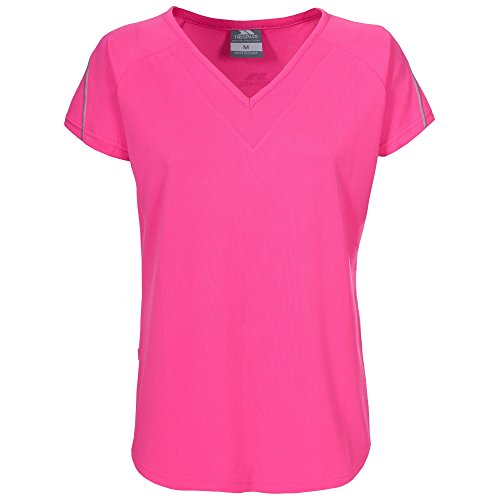 Trespass - Camiseta de Manga Corta de Fitness Cuello Pico V Modelo Gliding Mujer Señora - Deporte/Gym/Running (XXS) (Rosa Fluorescente)