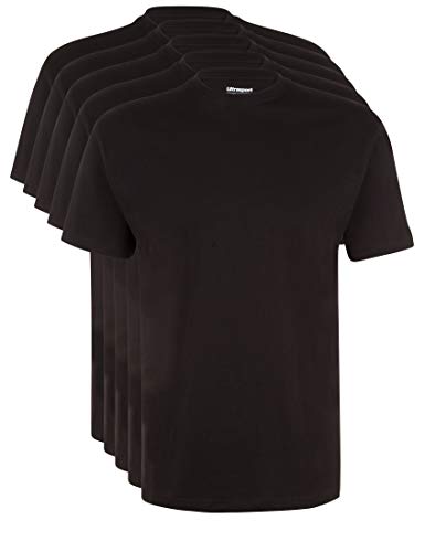 Ultrasport Maglia Sportiva per il Tempo Libero con Girocollo da 5 pezzi Camiseta de Manga Corta, Cuello Redondo, Lote de 5, Hombre, Negro, S