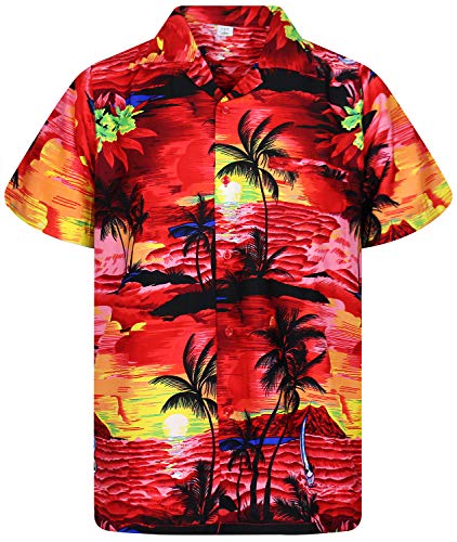 V.H.O. Funky Camisa Hawaiana, Surf, Rojo, L