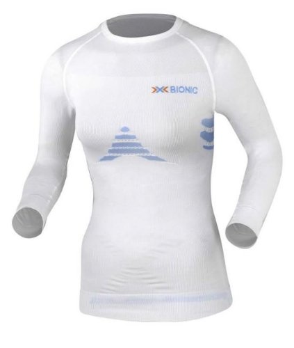 X-Bionic Energizer Camiseta de Manga Larga de la Mujer, Mujer, 120103xB3-L/XL, White/Sky Blue, L/XL