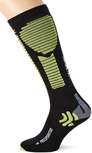 X-Socks Effektor Recovery Calcetín, Unisex Adulto, Negro/Verde Acido, 43/46