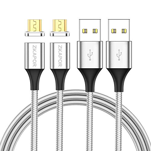 ZKAPOR Magnético Cable Micro USB, [2Pack, 1M] Cable Micro USB Magnetic de Carga Rápido y Sincronización de Datos Cargador iman para Android Galaxy S7 S6, Xiaomi, Huawei, LG, Kindle