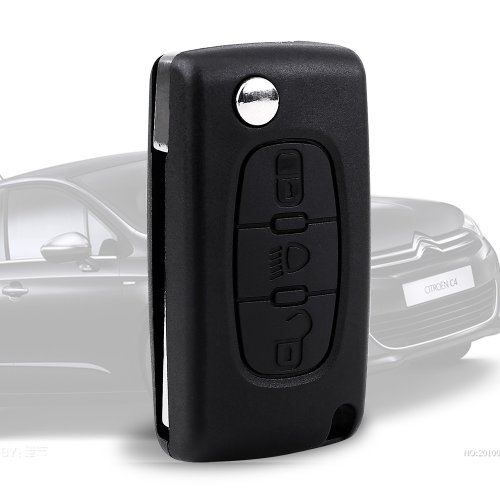 Carcasa para llave con mando a distancia y botón de luces para Citroën C4  Picasso, con muesca.