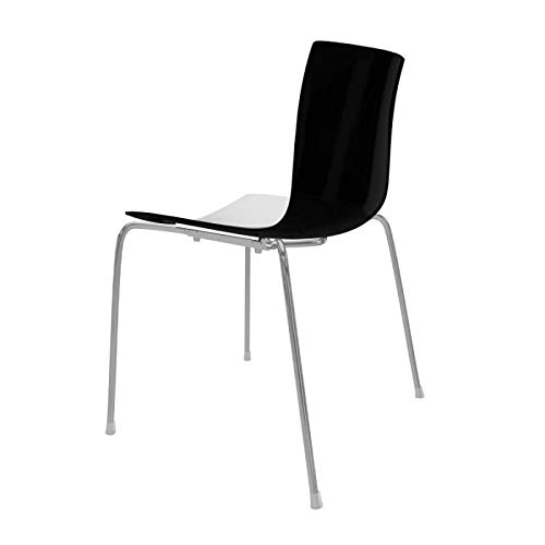 Arper Catifa 46 0251 - Silla bicolor (estructura cromada, carcasa exterior brillante, interior mate, 53,5 x 50,5 x 80 cm, estructura de acero cromado), color blanco y negro