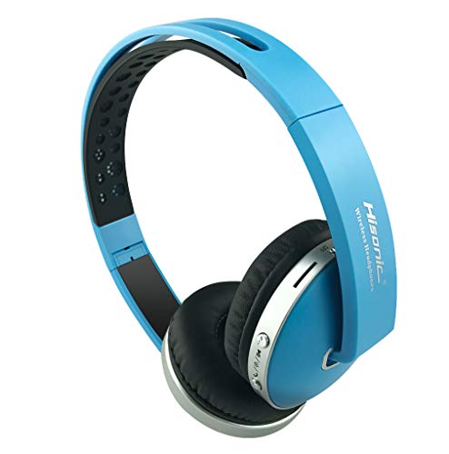 Auriculares Bluetooth Inalámbrico, Hisonic Casco Bluetooth con Tarjeta TF , Micrófono incorporado , Auriculares Bluetooth de Diadema Plegable para TV, PC, Tablet, Móvil y otros dispositivos(Azul)
