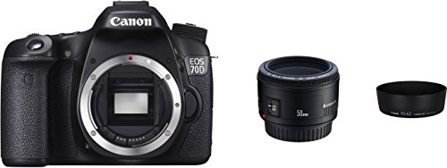 Canon EOS 70D - Cámara réflex Digital (20 Mpx, Sensor APS-CCMOS, Pantalla de 7,6 cm (3 Pulgadas), Full HD, WiFi, procesador DIGIC 5+, 1:3,5-5, 6 IS STM), Color Negro