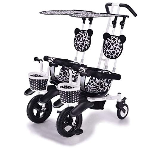 Jiji Sillas de Paseo Cochecito Doble Triciclo Bicicleta de bebé Doble Bicicleta Cinco Modos Gratis con 3 Puntos Protección de Seguridad Carro de bebé Cochecito de bebé (Color : A)