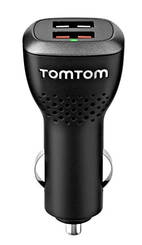 TomTom 9UUC.001.26 Cargador Dual de Alta Velocidad para todos los navegadores TomTom GO, Start, Via, GO Basic, Rider, GO Professional o GO Camper,Cargador doble (alta velocidad),Negro