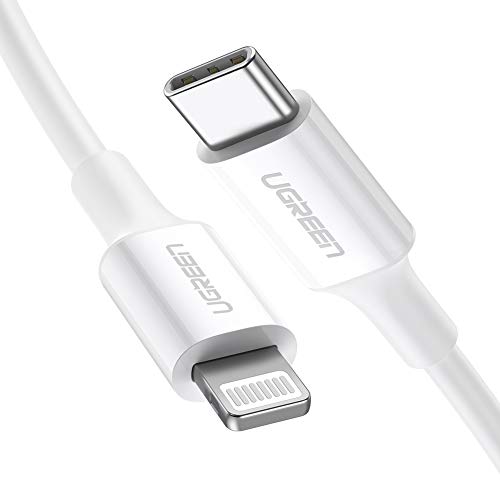 UGREEN Cable USB Tipo C a Lightning Cable iPhone 11 (Apple MFi Certificado) para iPhone SE 2020, iPhone X, iPhone XS, iPhone XR, iPhone 8, 8 Plus, iPad Pro 10.5, iPad Pro 12.9, iPad Air (1M Blanco)