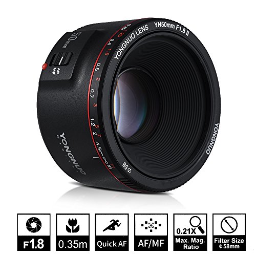 YONGNUO YN50 mm F1.8 II estándar Prime lente de gran apertura Auto Focus 0,35 más cercana longitud focal para Canon EOS 70D 5D2 5D3 600D cámara DSLR