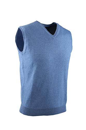 0003Voray Ga Chaleco Básico de Punto Cuello Pico (Indigo, XXL)