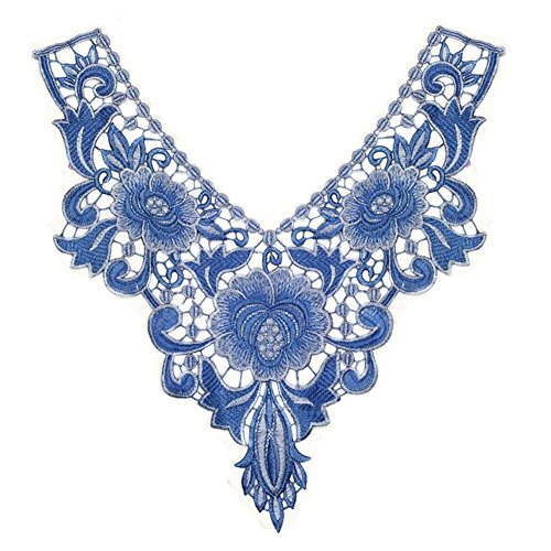 1 pieza bordado floral encaje cuello cuello cuello cuello cuello trim ropa costura apliques – azul coleccionsound