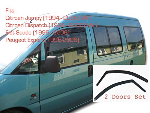 2x Deflectores de Aire Citroën Jumpy Dispatch Evasion MK1 1994-2006 Fiat Scudo Peugeot Expert Derivabrisas ajuste interior protección sol lluvia nieve viento