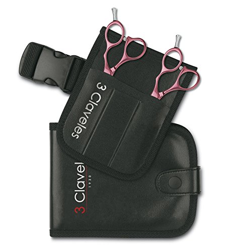 3 Claveles 12693 - Kit Peluquería de Estuche Cinturon y Tijera Peluquero Corte y Esculpir de 5.5", Rosa