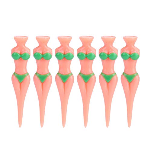 6 Pcs Golf Tees Sexy Bikini Dama Niña Modelo,Fun Holder Golf Tees de Golf Atractivas Plastico Tees de Pelota de Golf Novedad Herramientas Divot Regalo Conjunto(Verde)