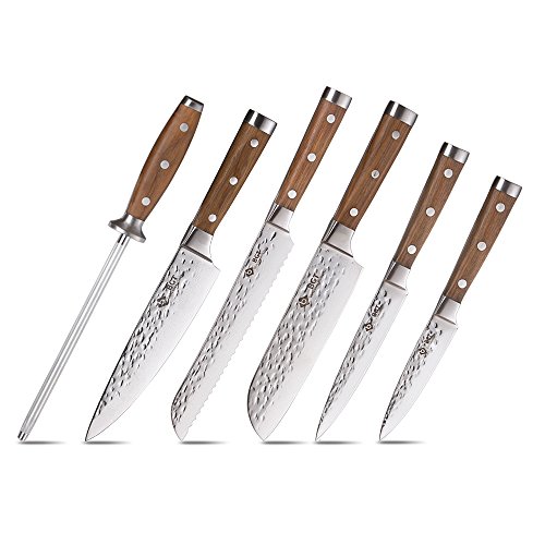 6 Piezas Set Cuchillos Cocina Profesional Cuchillos Japoneses 67 Capas Cuchillo Acero Damasco