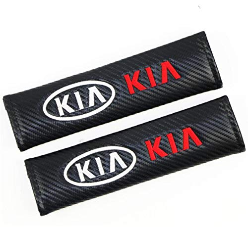 666 2 Piezas de Fibra de Carbono + Bordado para cinturón de Seguridad de Coche Almohadilla para Racing hombreras para KIA