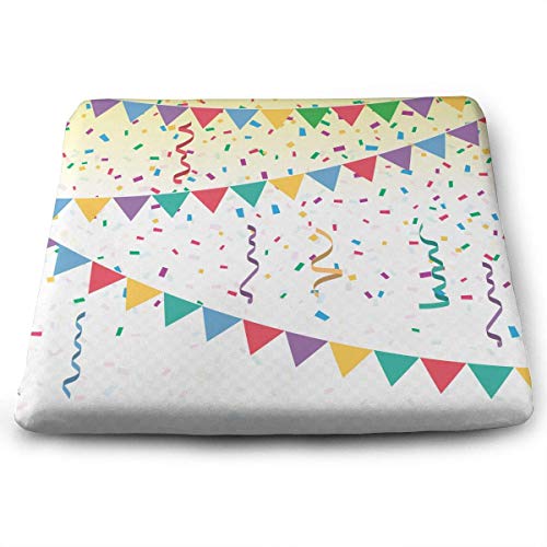 ADGoods Cojín de Asiento Cuadrado Bright Colorful Confetti Flag Seat Cushion Pads Memory Foam Chair Pad Reversible Square Seat Cover Delicate Printing