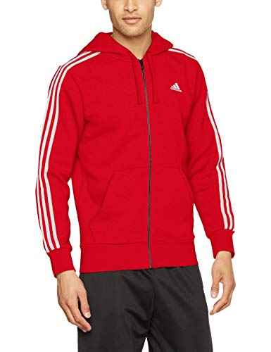 adidas ESS 3S FZ B Chaqueta, Rojo/Blanco (Scarlet), L para Hombre