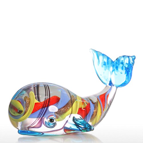 Adornos Tooarts de vidrio con forma de gato pequeño y peces, adorno de cristal con forma de animales soplados a mano para el hogar., Colorful Whale