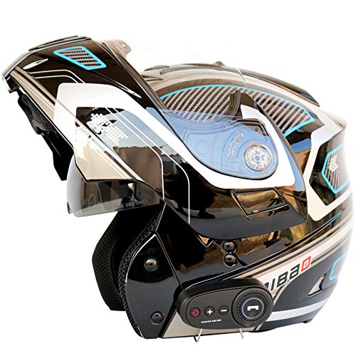 AH&Y Cascos modulares Bluetooth para Motocicletas Casco Integral Certificación Dot Cascos giratorios giratorios Integrados con Altavoces Micrófono Contestador automático,C,M(57~58CM)