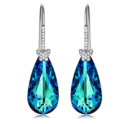 Alex Perry Regalo 925 Plata Pendientes Aretes Mujeres Azul Electrico Cristales Swarovski Joyería para Elle Su Madre Amante Cumpleaños Aniversario