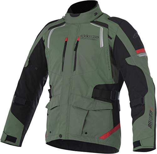 Alpinestars Chaqueta moto Andes V2 Drystar Verde Negro Rojo, Verde military/Negro/Rojo, XXL