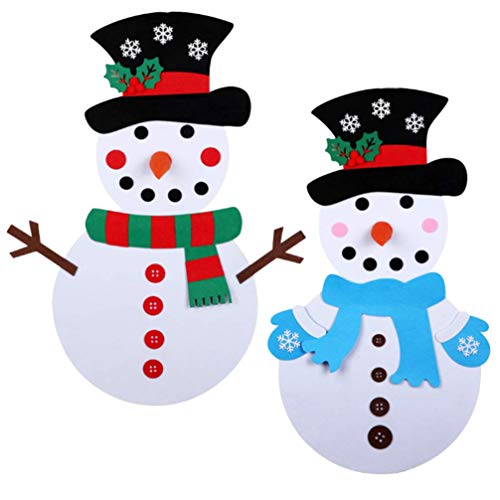 Amosfun Navidad DIY Fieltro Adorno Forma de muñeco de Nieve Colgantes Colgantes Navidad DIY Juego para niños pequeños 2 Piezas