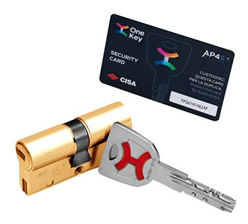 AP4S De Cisa 30x30 LEVA DE DOBLE EMBRAGUE Bombin De Seguridad Color Laton Reforzado Antirotura Antibumping Antitaladro Antiextracción Cerradura Puerta 5 Llaves El Cilindro Tarjeta