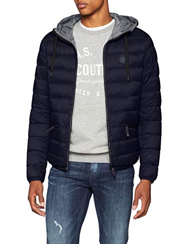 Armani Exchange Hooded Puffer Jacket Chaqueta, Azul (Navy/Melange Grey Bc 5578), Medium para Hombre