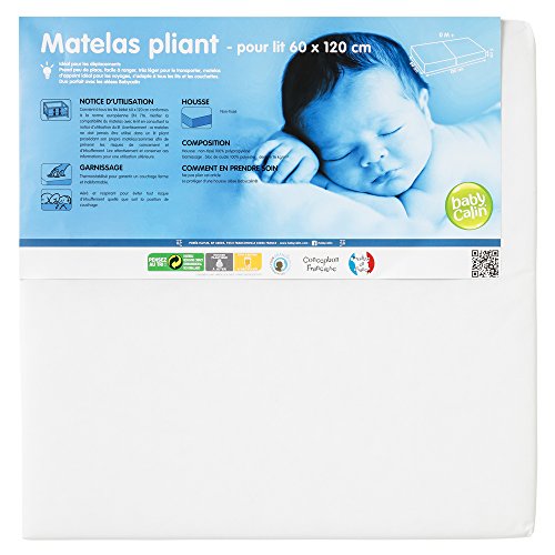 Babycalin Colchón plegable 2 partes para cama 16 kg/m3 60 x 120 x 5 cm