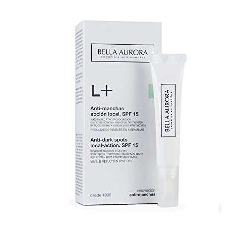 Bella Aurora L+ Crema Facial Mujer Anti-Manchas para Manchas Localizadas en la Cara | Despigmentante | Acción local | Día y Noche SPF 15, 10 ml
