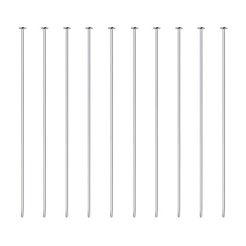 BENECREAT 20 PCS Alfiler de 925 Plata Esterlina Pin de Cabeza Plana para Manualidad de Joyería DIY Hacer Aretes Pulseras Collares Cadenas 40x0.5mm