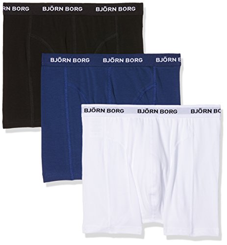 Björn Borg Shorts Sammy Solid Bóxer, Azul Profundidades, L (Pack de 3) para Hombre