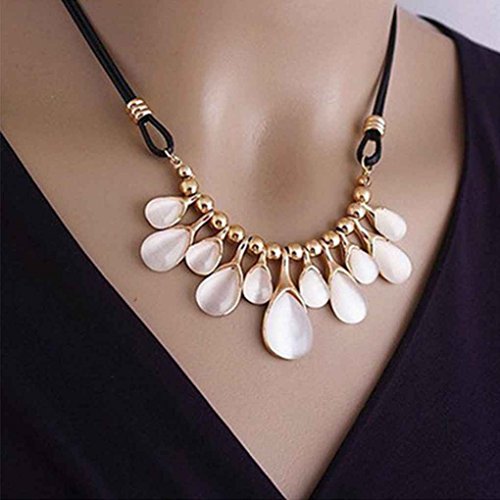 Bobury Mujeres Niñas Opal Crystal Drop Collar de Cadena de Clavícula Collar Corto Borla Colgante Neckalce Gargantilla