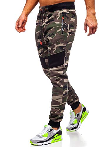 BOLF Hombre Pantalón De Chándal Diseño Camuflaje Pantalón de Algodón Estilo Deportivo T&C Star TC873 Caqui M [6F6]