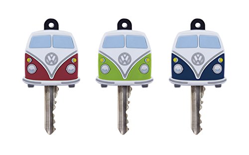 Brisa VW Collection - Volkswagen Furgoneta Hippie Bus T1 Van Juego de 3 Cubre Llaves de PVC, Tapas de LLlave para Protección y Identificación, Identificador, Accesorios de Coche/Idea de Regalo