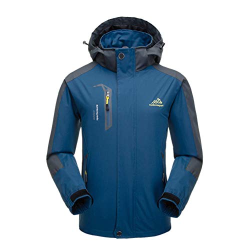 Bruce Lin Chaqueta Impermeable para Hombre,Rompevientos Chubasqueros Al Aire Libre Senderismo Camping Pesca Caza de Trabajo Chaqueta con Capucha (L, Azul Oscuro 01)