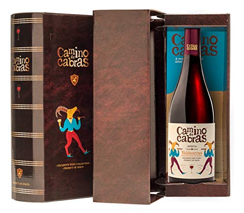 CAMINO DE CABRAS Estuche de vino - Mencía - vino tinto Crianza – D.O. Valdeorras – Producto Gourmet - Vino bueno para regalar - Vino Premium - 1 botella x 75cl